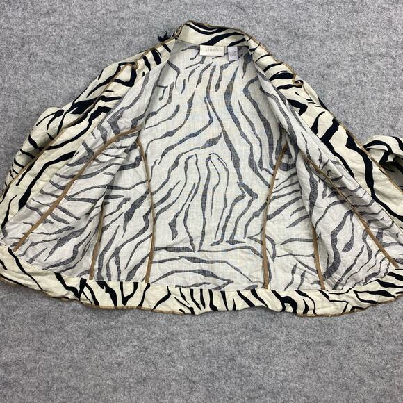 Chico’s jacket women’s L cardigan open Lagenlook geometric zebra boho‎ bold - Picture 3 of 11